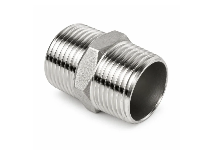 Niple NPT tuerca central — inox 304