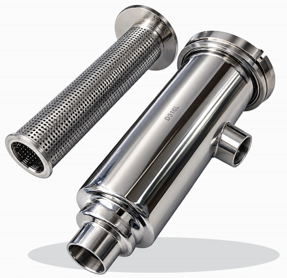 Filtro L sanitario DIN 50 — inox 316L, malla 30 mesh